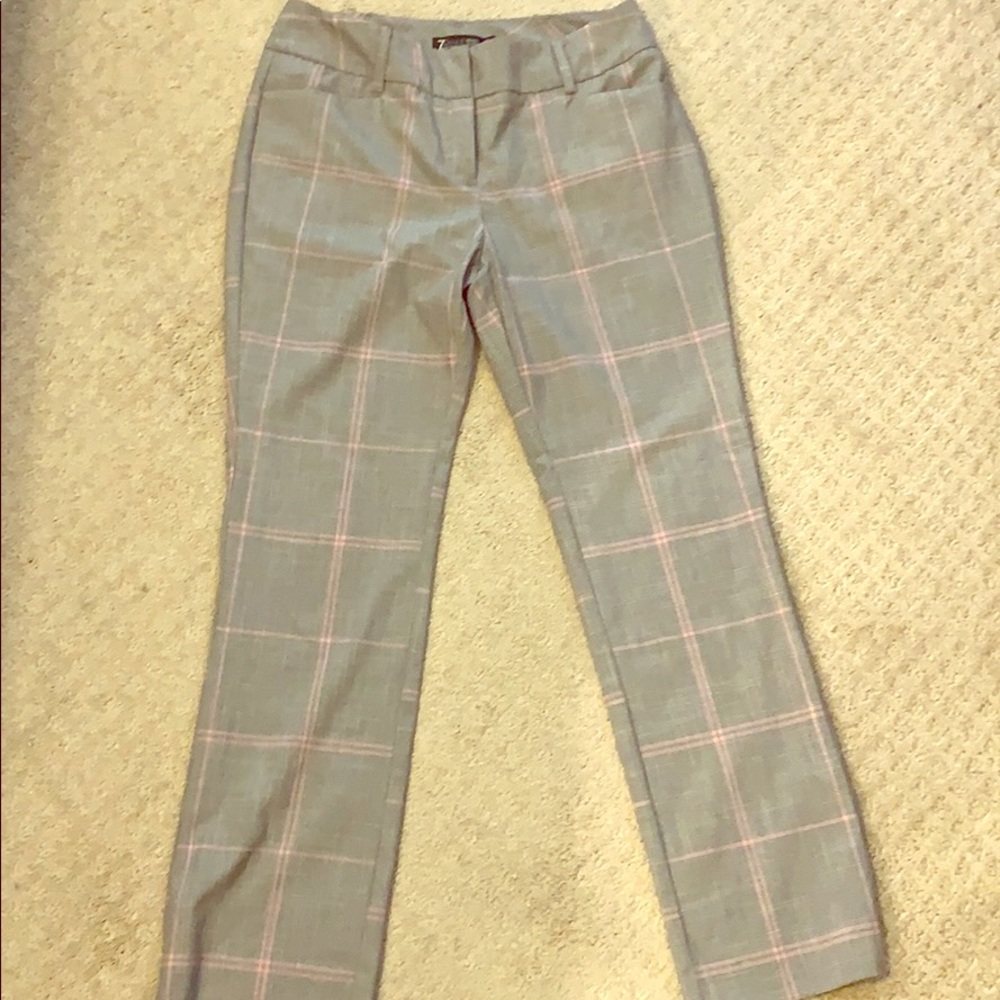 New York & Co Pink & Gray Plaid Pants